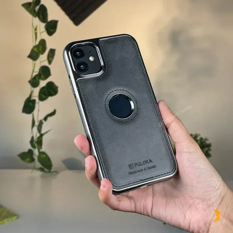 Light Sand Leather Case iPhone 12 - Three