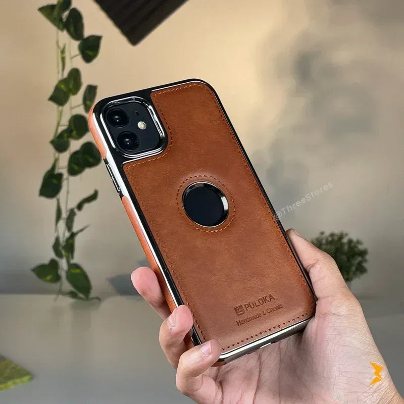 Light Sand Leather Case iPhone 12 - Three