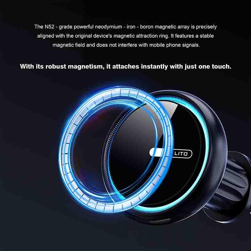 Lito Magnetic Wireless Charging Car Mount Phone Holder 15W LT-W07 - Three