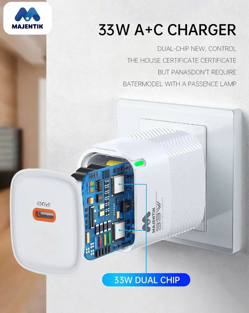 Majentik Fast Travel Charger USB-C 33W MC-003 - Three