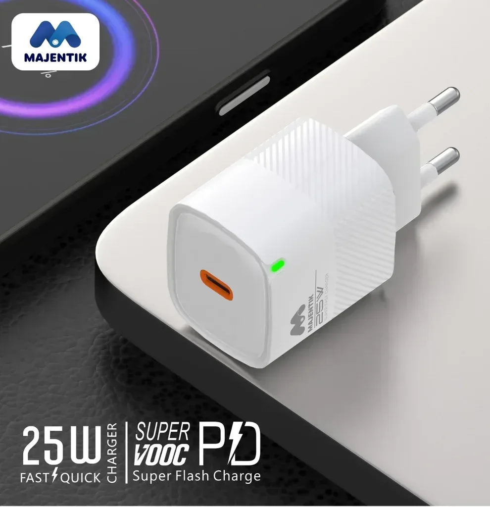 Majentik Fast Charger Adapter USB-C 25W MC-001 - Three