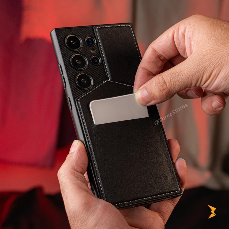 Majentik Stand Leather Wallet Case Samsung S24 Ultra - Three