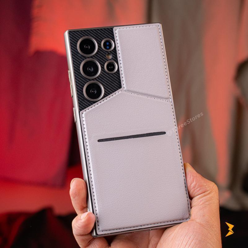 Majentik Stand Leather Wallet Case Samsung S23 Ultra - Three