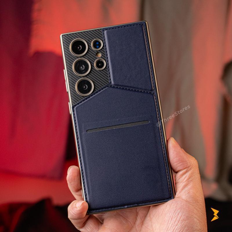 Majentik Stand Leather Wallet Case Samsung S23 Ultra - Three