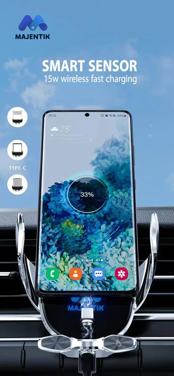 Majentik Wireless Car Charger MW-19 - Three
