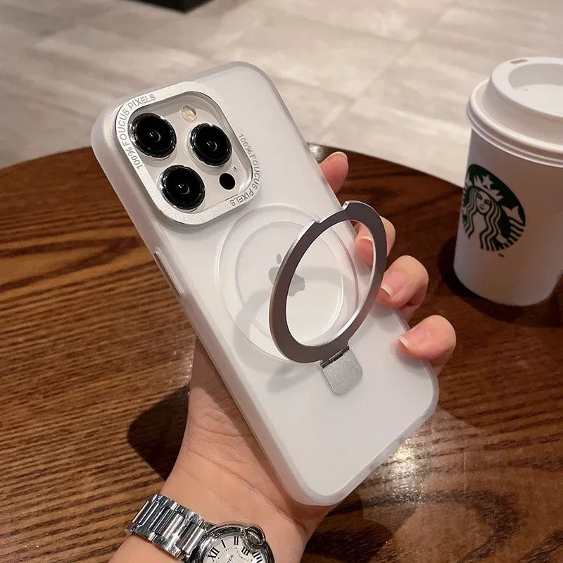 Matte MagSafe Metal Stand Case iPhone 15 Pro Max