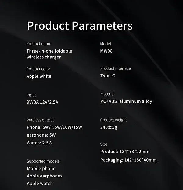 Maxco 15W 3 in 1 Foldable Wireless Charger 15W Mw08 - Three