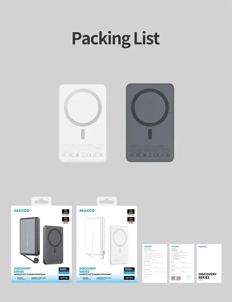 Maxco Magnetic Fast Charging Power Bank 10000mAH 20W MP36 - Three