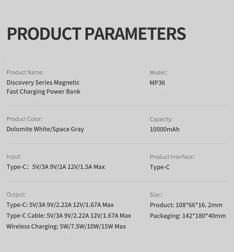 Maxco Magnetic Fast Charging Power Bank 10000mAH 20W MP36