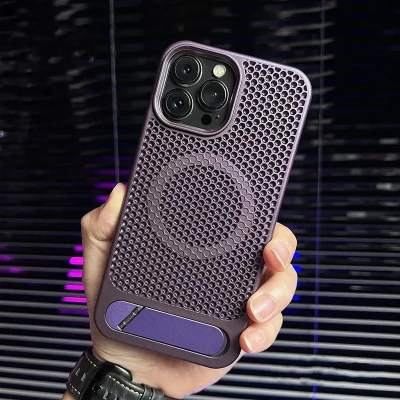 Metal Stand Holder Case iPhone 14 Pro Max - Three