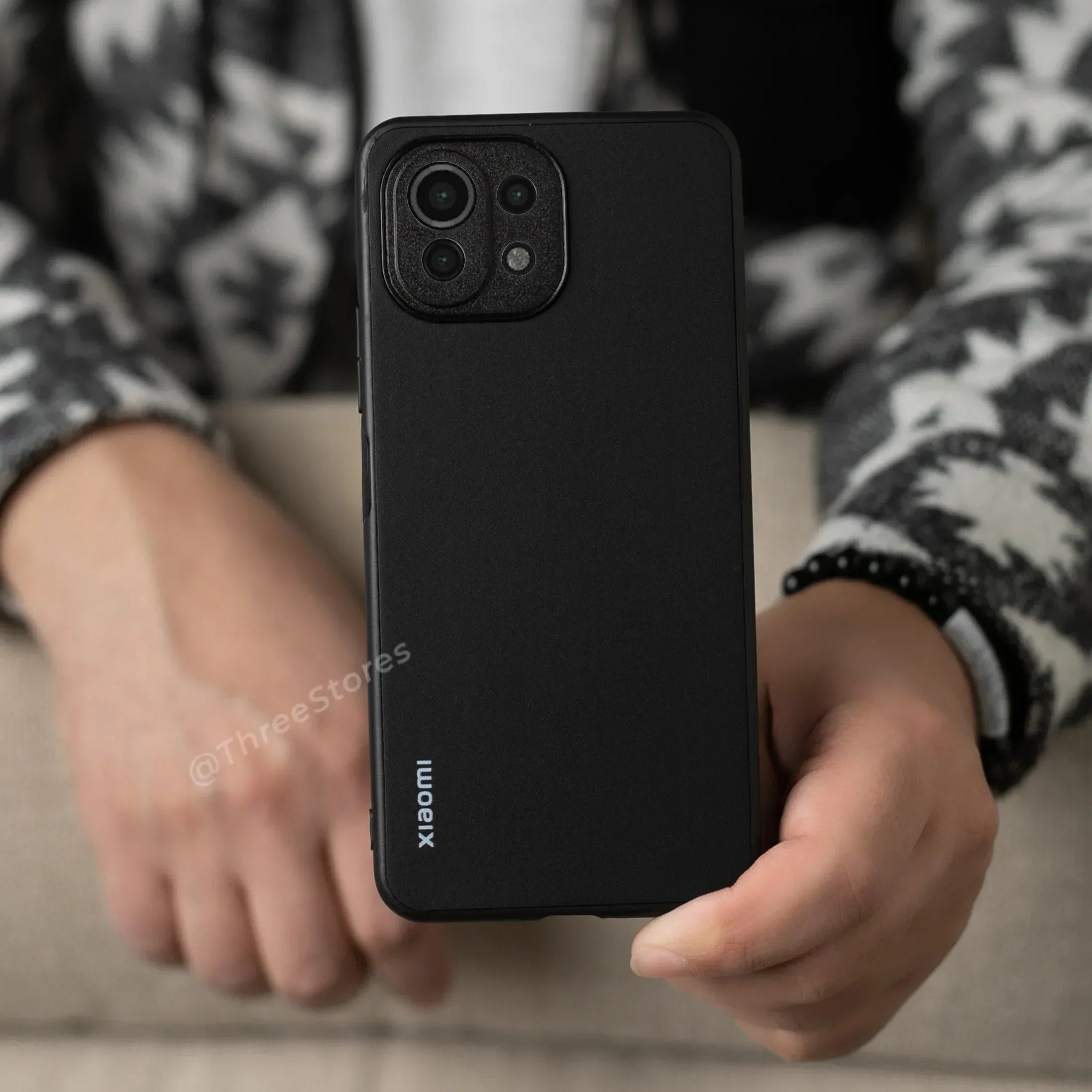 Slim Leather Camera Protection Case Xiaomi Mi 11 lite - Three