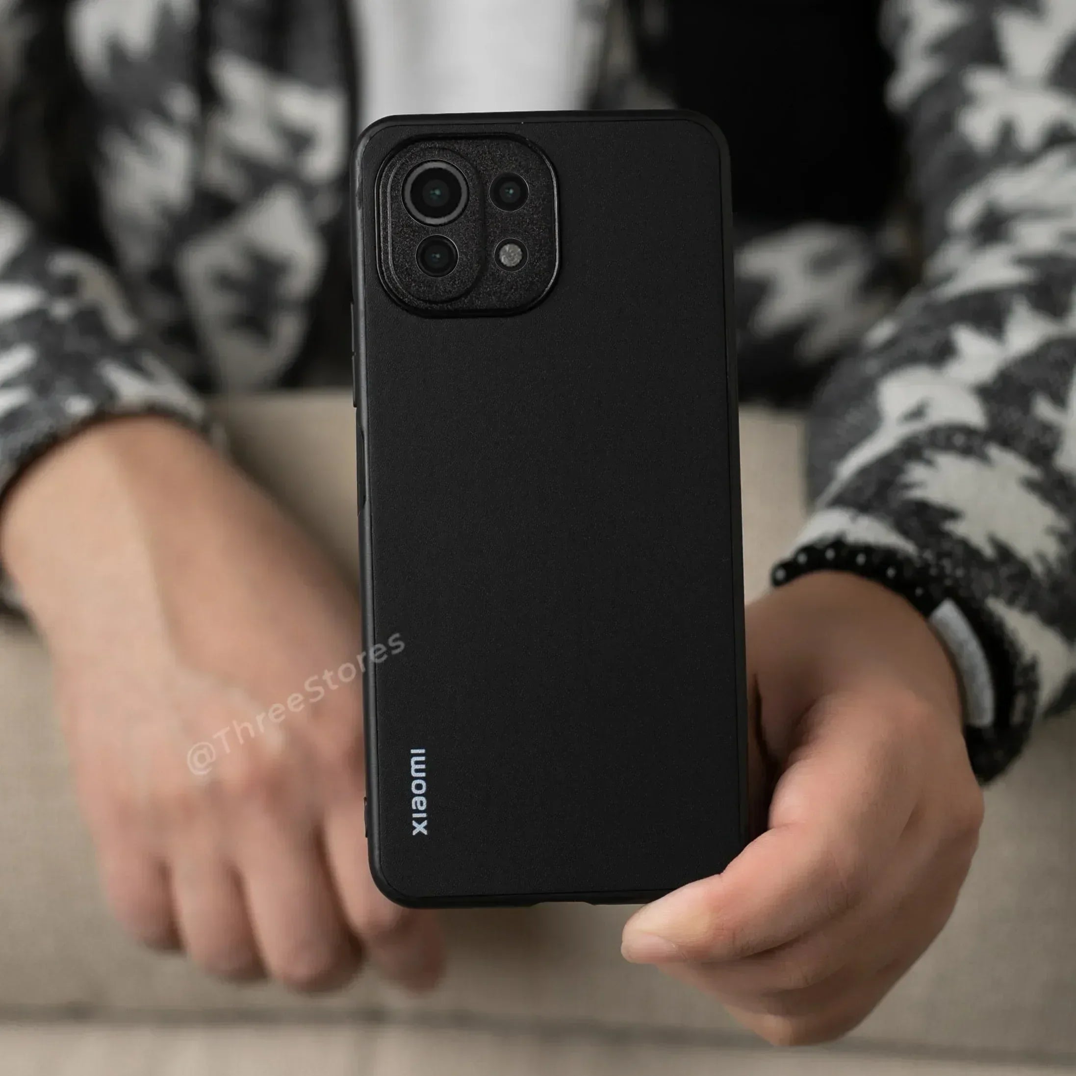 Slim Leather Camera Protection Case Xiaomi Mi 11 lite - Three