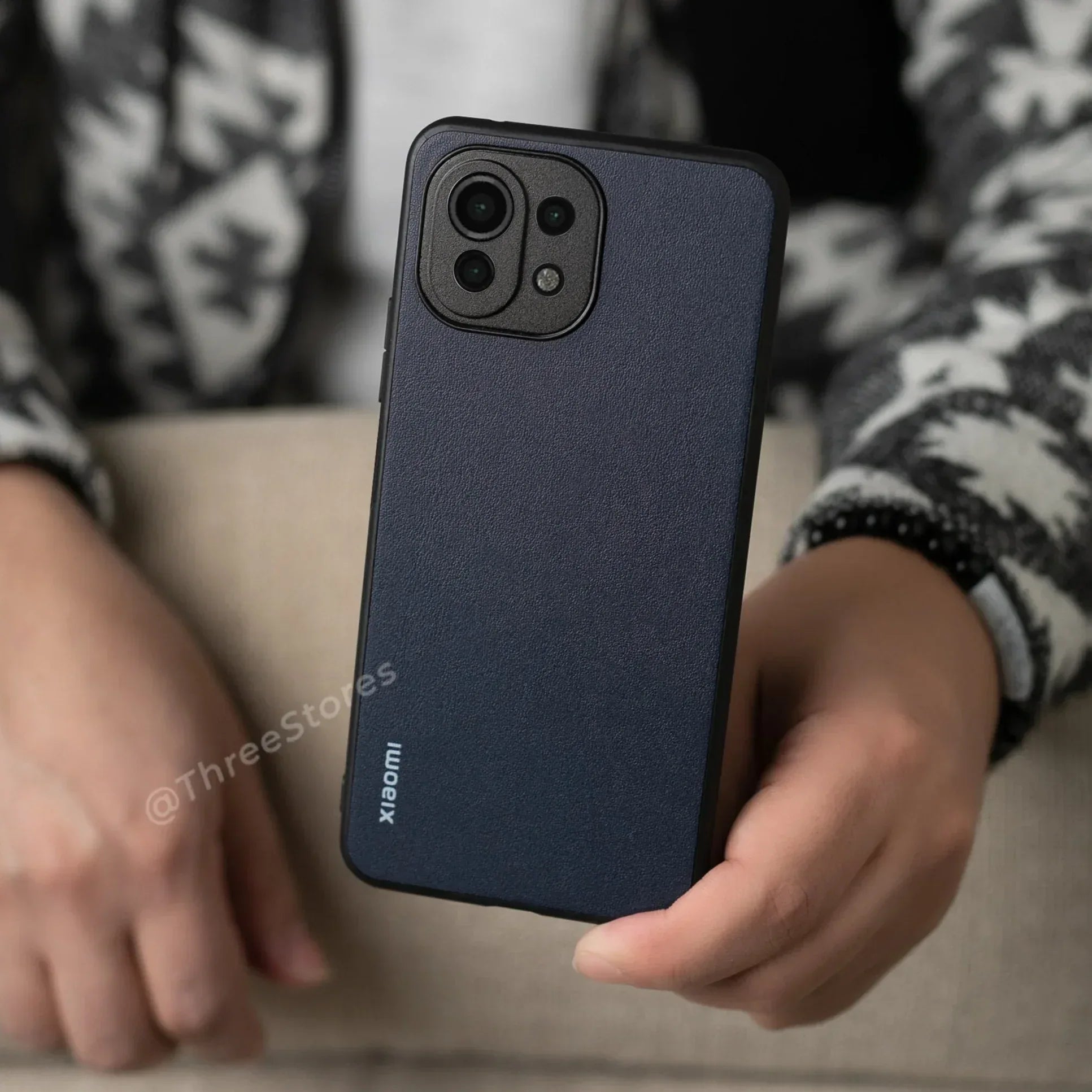 Slim Leather Camera Protection Case Xiaomi Mi 11 lite - Three