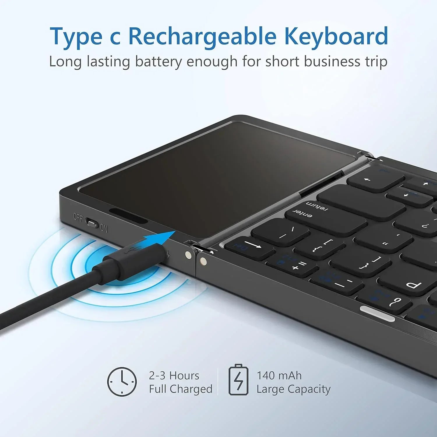 Mini Foldable Wireless Keyboard With Touchpad - Three
