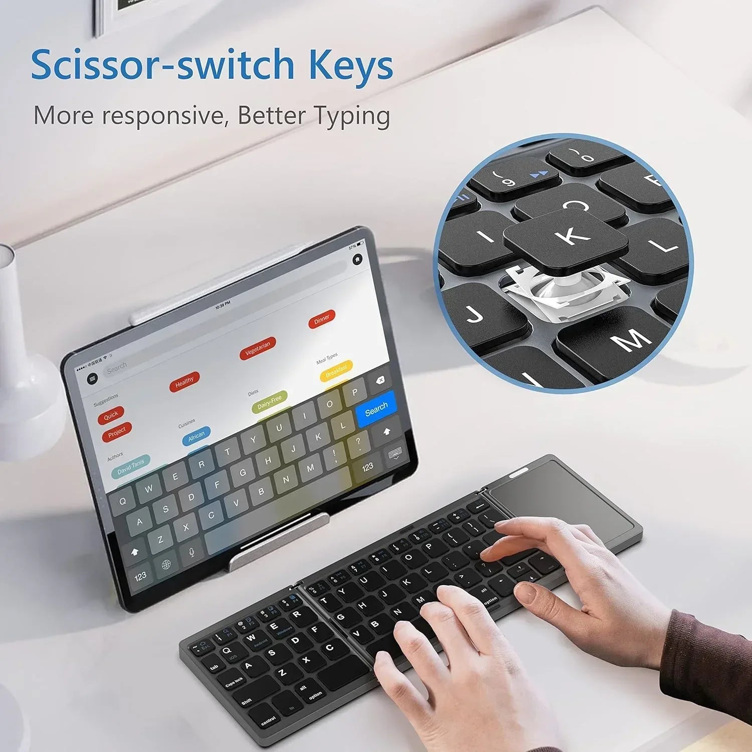 Mini Foldable Wireless Keyboard With Touchpad - Three
