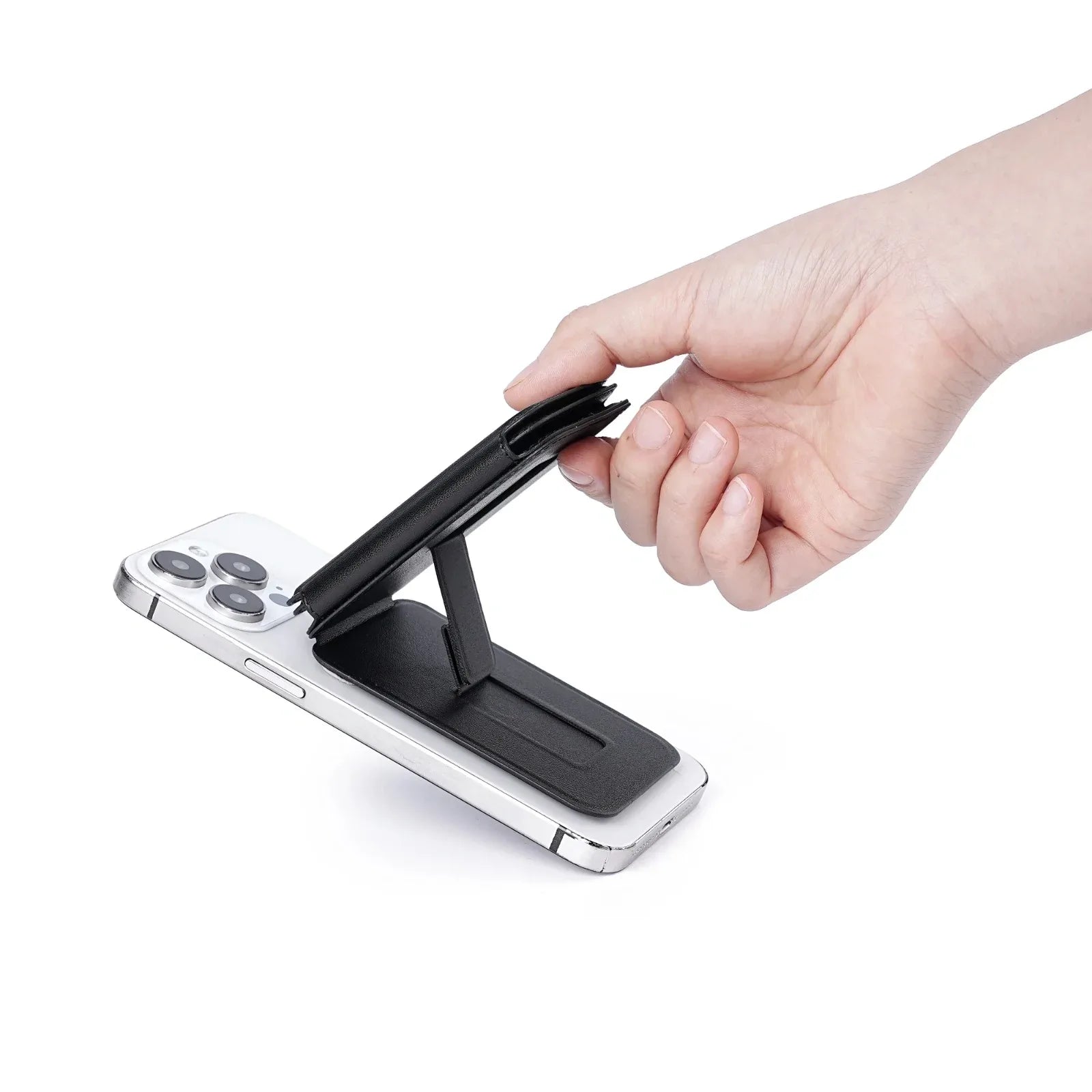 Mirror Fold Leather Magsafe Wallet Card Holder - Three