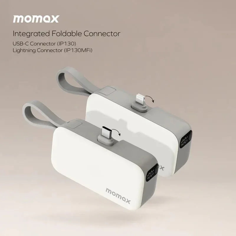 Momax 1-Power Mini 5000mAh built-in Foldable USB-C Power Bank IP130 - Three
