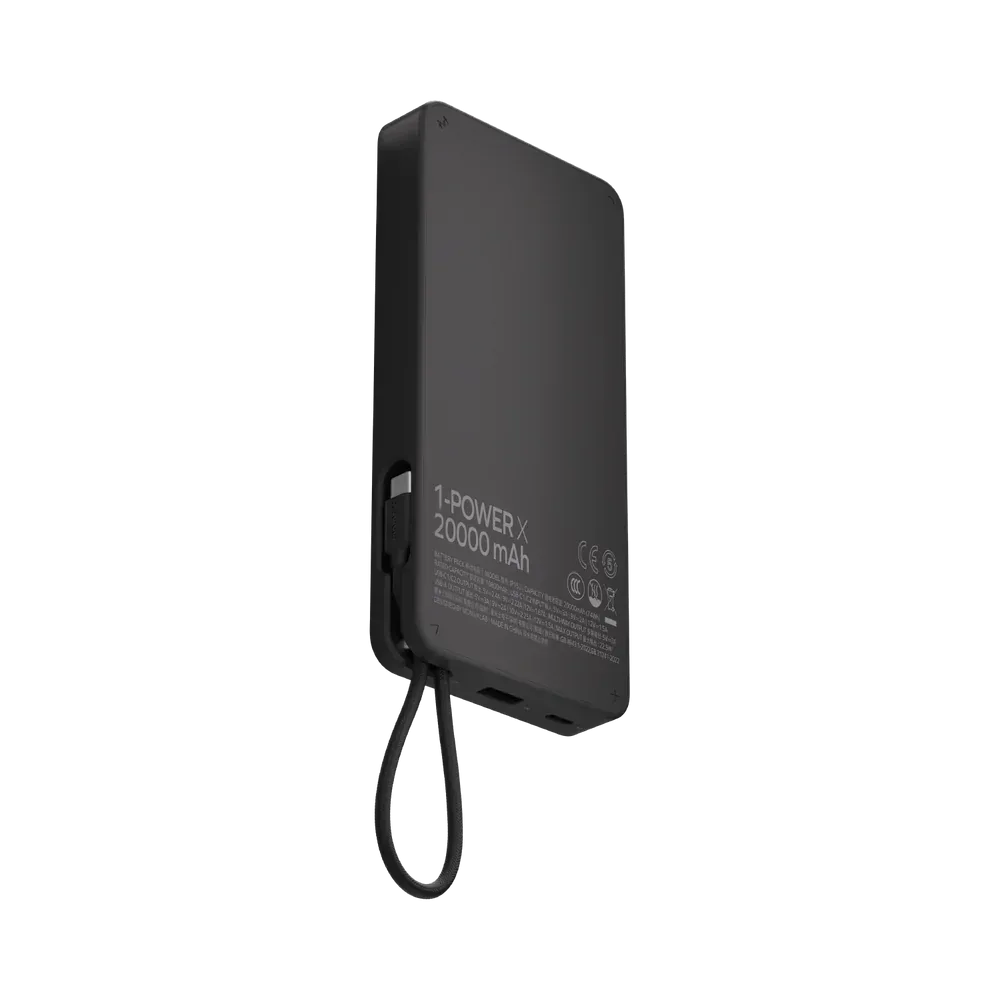 Momax 1-Power X Power Bank 20000mAh With Built-In USB-C Cable IP153 - Three