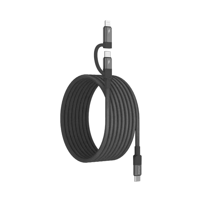 Momax Mag.Link Duo Magnetic USB-C to USB-C & Lightning Cable 60W 1m DL58D - Three