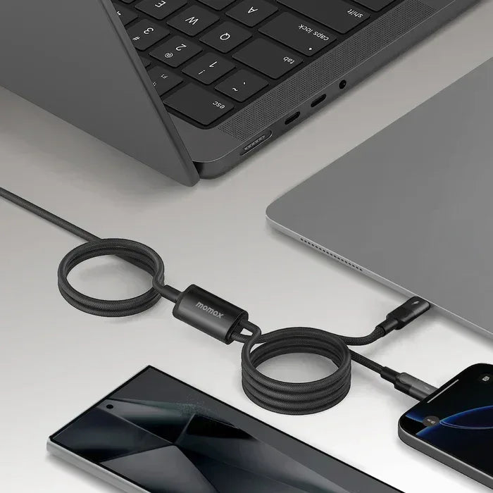 Momax Mag.Link Magnetic USB-C to 2 USB-Cs Cable 100W 2m DC56 - Three