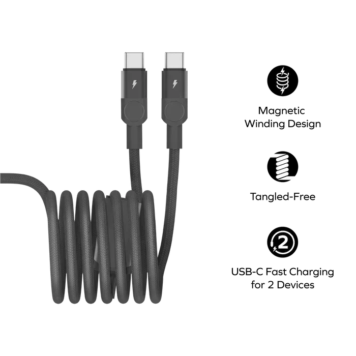 Momax Mag.Link Magnetic USB-C to 2 USB-Cs Cable 100W 2m DC56 - Three