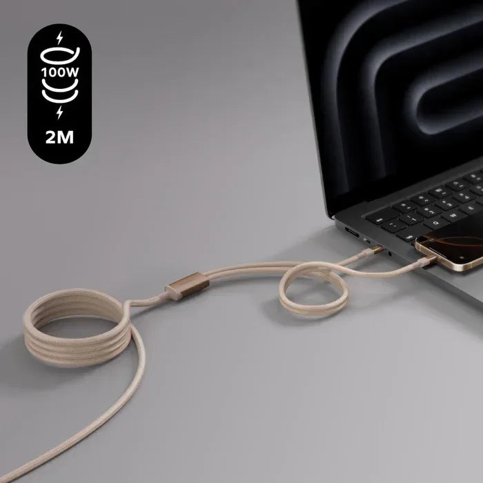 Momax Mag.Link Magnetic USB-C to 2 USB-Cs Cable 100W 2m DC56 - Three