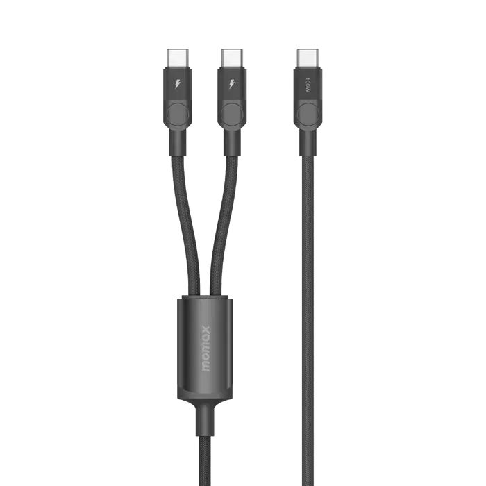 Momax Mag.Link Magnetic USB-C to 2 USB-Cs Cable 100W 2m DC56 - Three