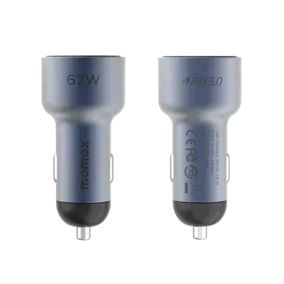 Momax MoVe 67W dual-port Car Charger with lightining Cable UC16GSL - Three