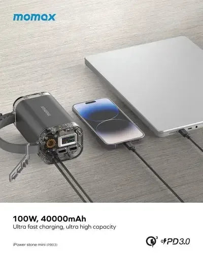 Momax iPower Stone Mini Outdoor Power Station 40000mAh - Three