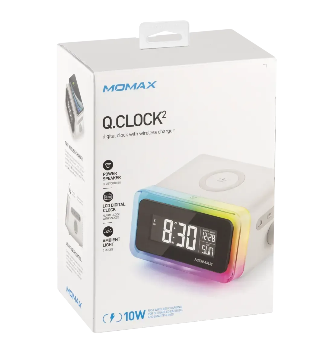 Momax Q.Clock2 Digital clock with wireless charger - Three