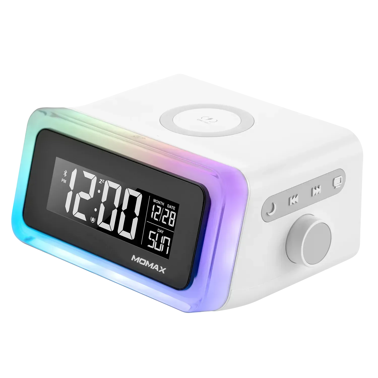 Momax Q.Clock2 Digital clock with wireless charger - Three