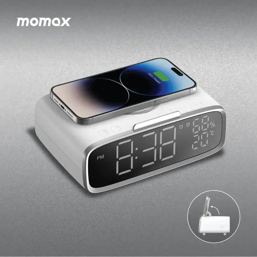 Momax Q.Clock5 Digital Clock with Wireless Charging - Three