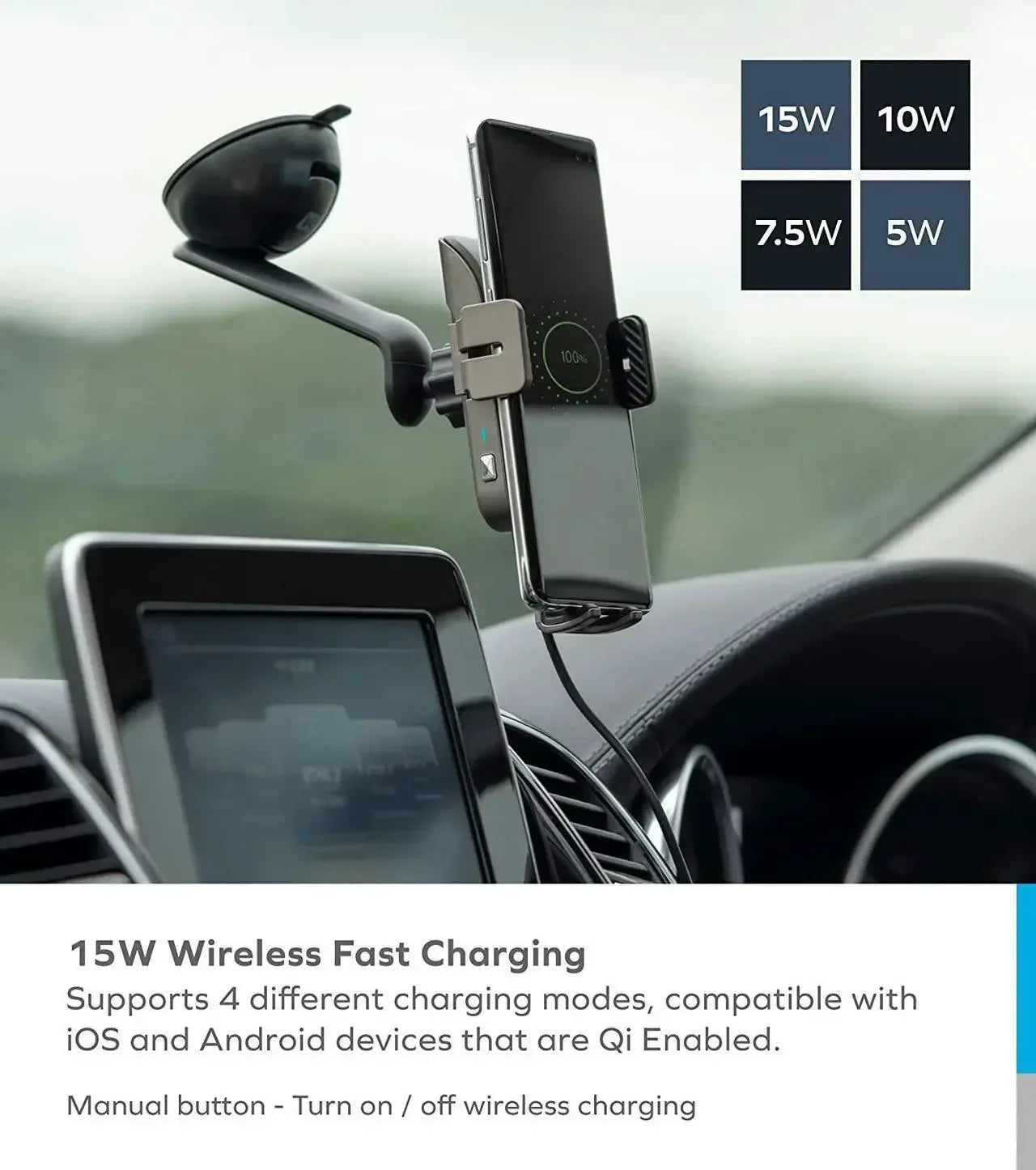 Momax Q.Mount Smart IR Auto Clamping Wireless Charging Car Mount CM12 - Three
