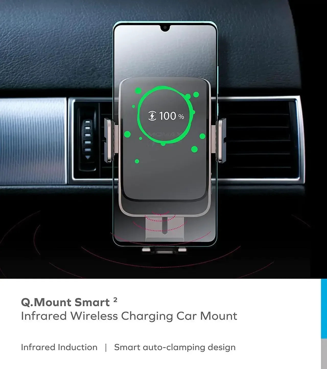 Momax Q.Mount Smart IR Auto Clamping Wireless Charging Car Mount CM12 - Three