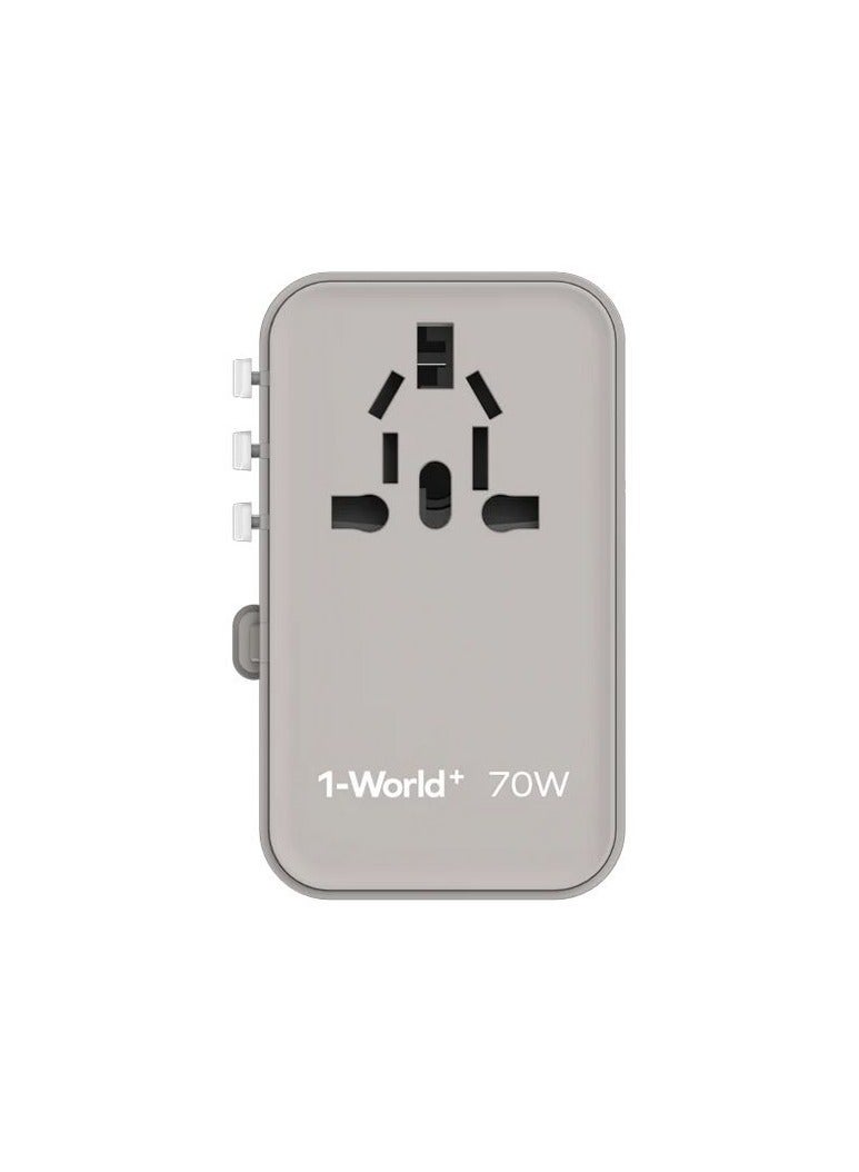 Momax World+ 70W GaN 3-Port w Built-in USB-C Cable + AC Travel Adaptor