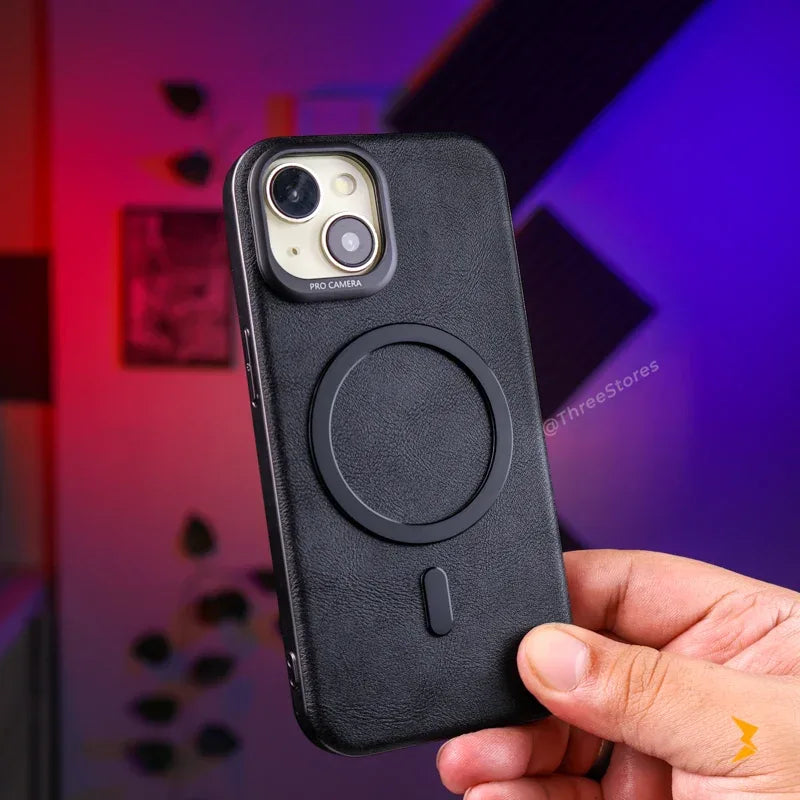 Mvro Leather Magsafe Case iPhone 15 - Three