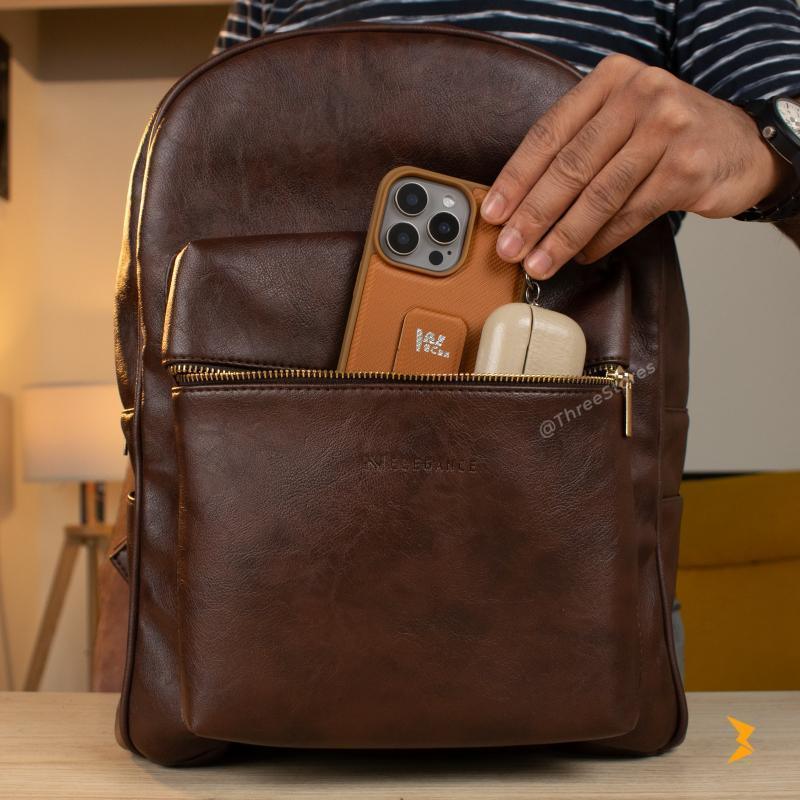 N-Elegance Sky Leather Backpack - Three
