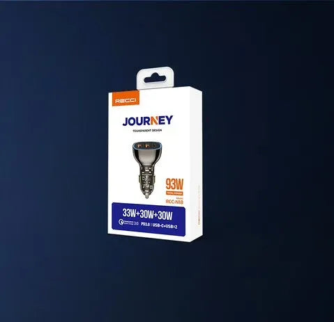 Recci 3 Ports Journey Transparent Car Charger RCC-N18 - Three