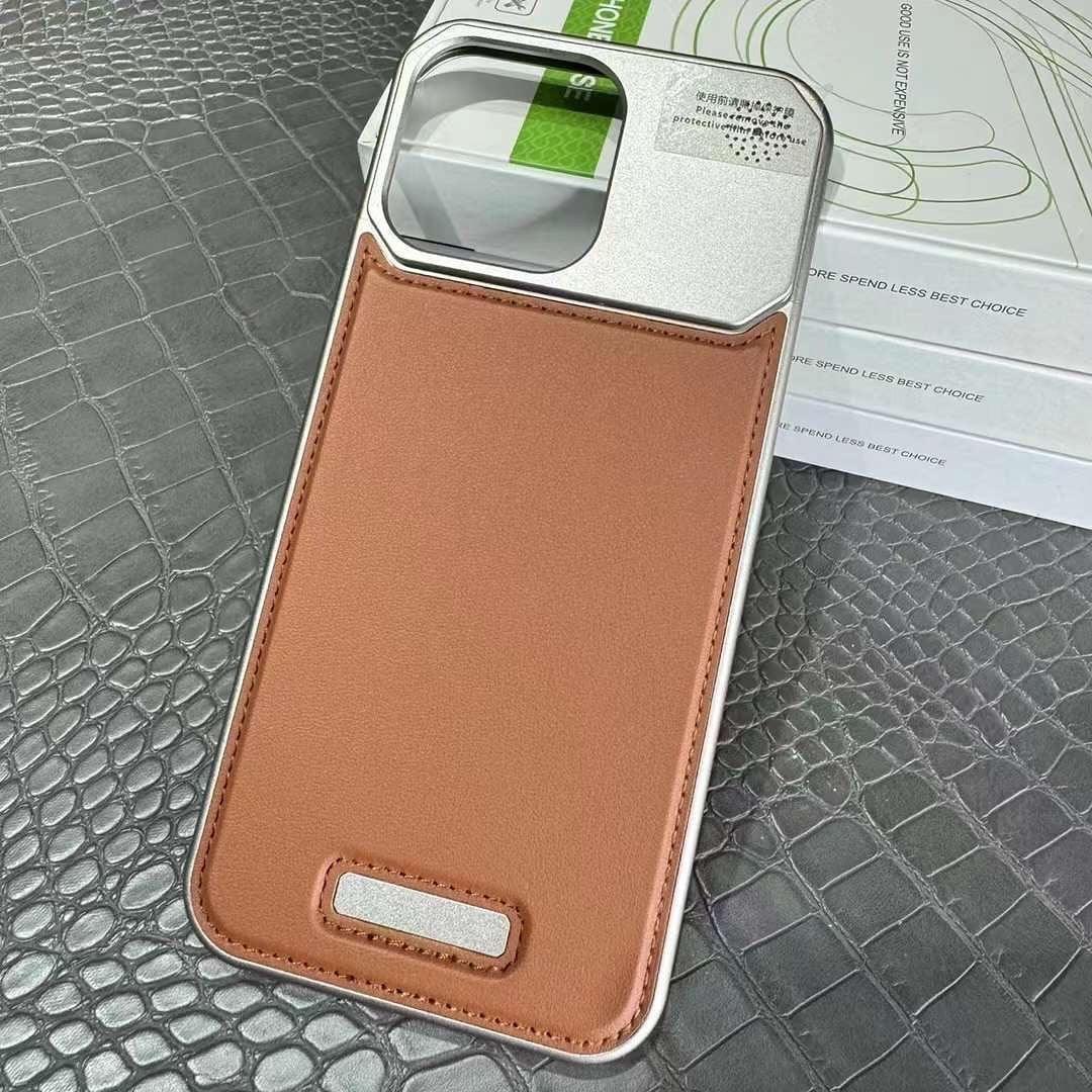 NJOYNY Metal Leather Case iPhone 15 Pro Max - Three