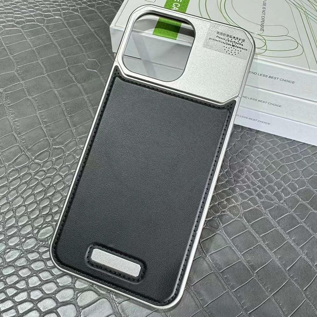 NJOYNY Metal Leather Case iPhone 15 Pro Max - Three