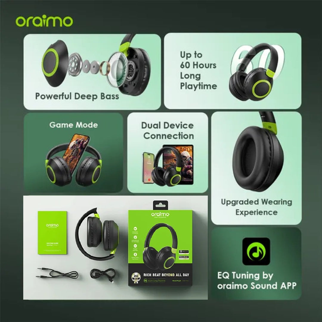 Oraimo BoomPop 2 ENC Over-Ear Wireless Headphones