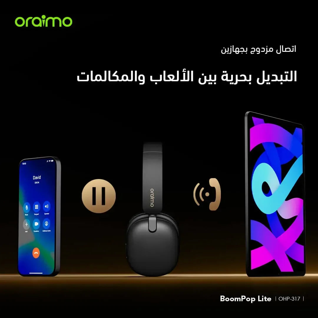 Oraimo BoomPop Lite ENC Over-Ear Wireless Headphones OPH-317 - Three