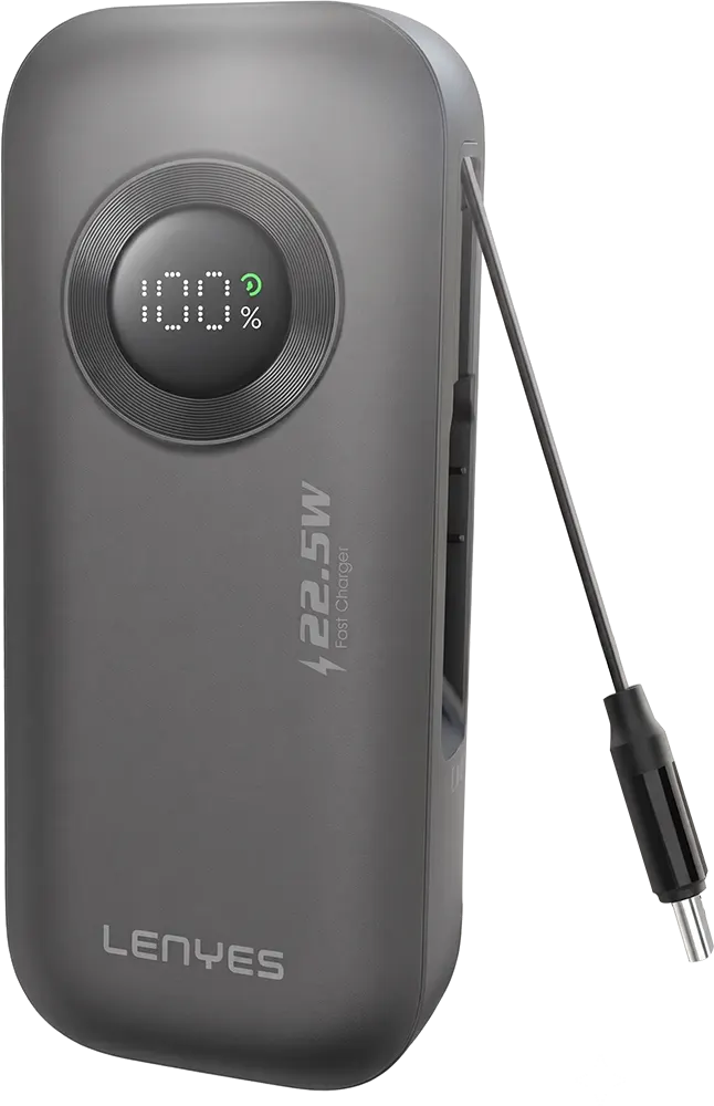 Lenyes 10000mAh 22.5W Retractable Cable Digital Display Power Bank PX153D