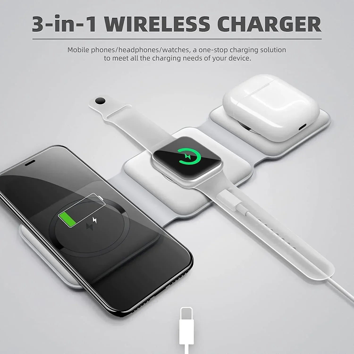 Padom 3 in 1 Wireless Charger Fast Wireless Charging Pad - Three