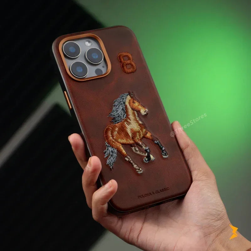 Puloka Loshad Anti Scratch Leather Case iPhone 15 Pro Max - Three