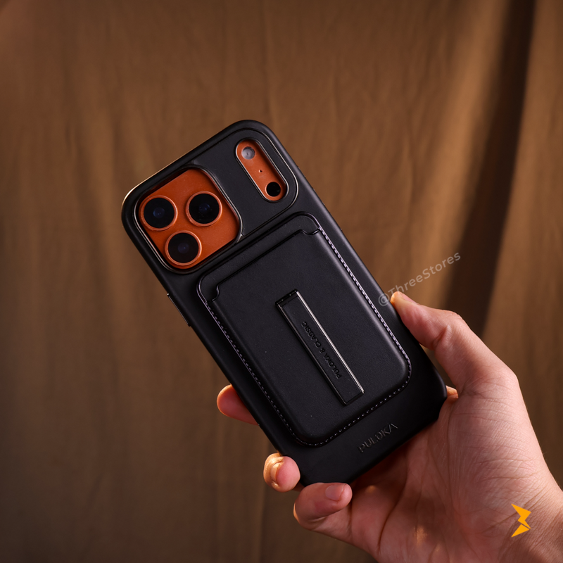 Puloka Magnetic Card Holder Leather Case iPhone 17 Pro Max