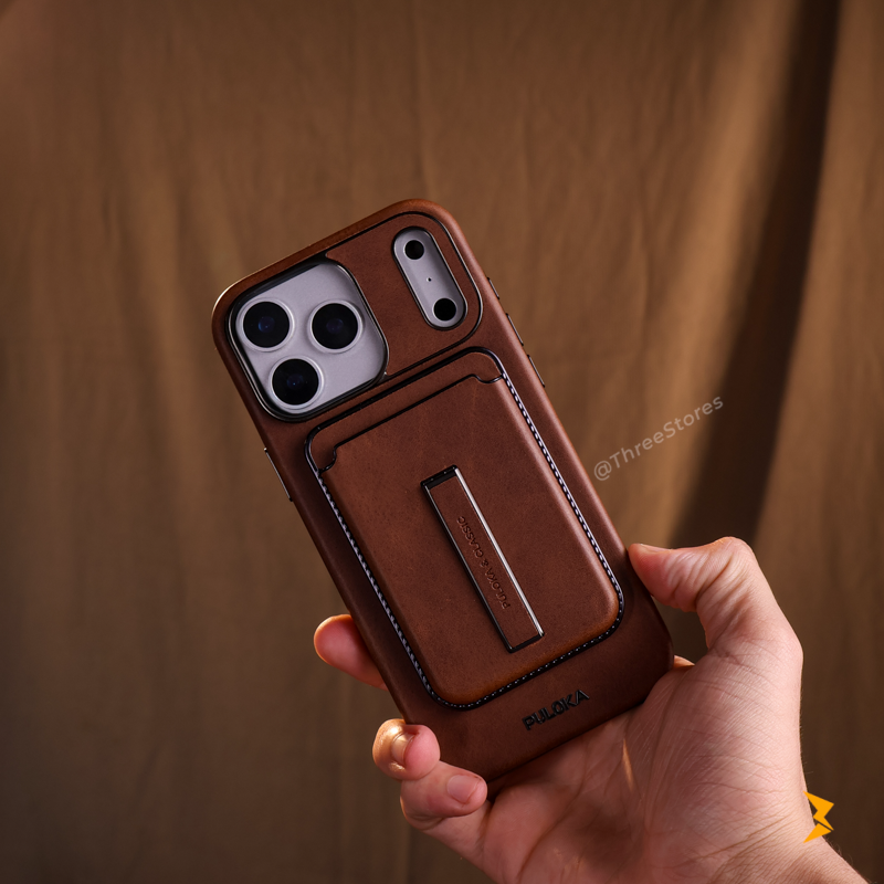 Puloka Magnetic Card Holder Leather Case iPhone 17 Pro Max