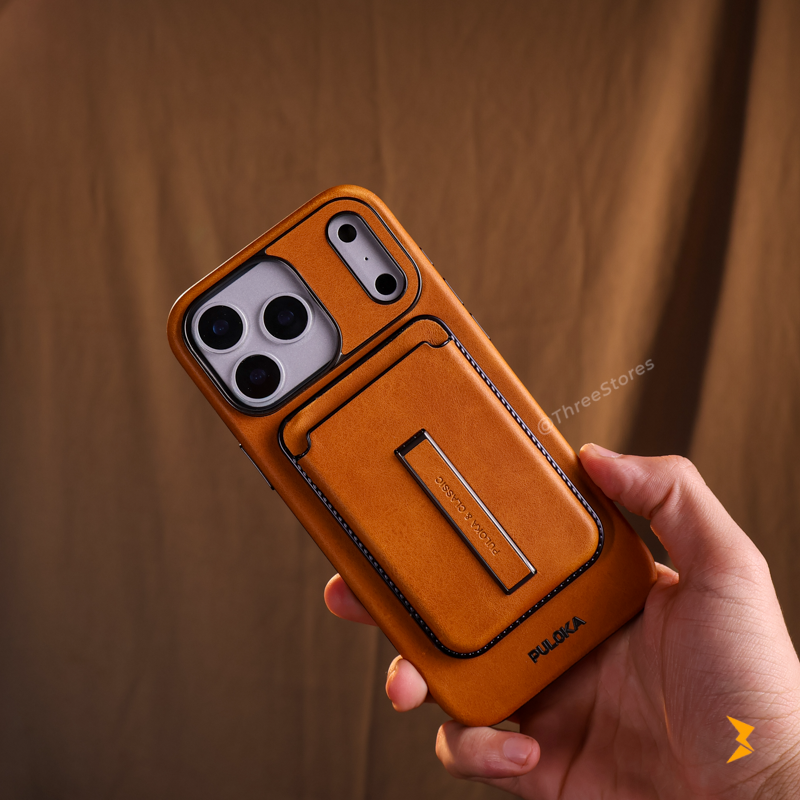 Puloka Magnetic Card Holder Leather Case iPhone 17 Pro Max
