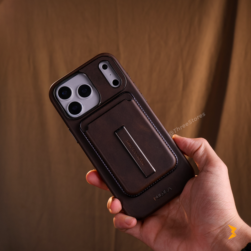 Puloka Magnetic Card Holder Leather Case iPhone 17 Pro Max