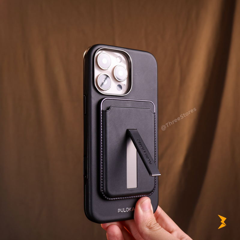 Puloka Magnetic Card Holder Leather Case iPhone 16 Pro Max